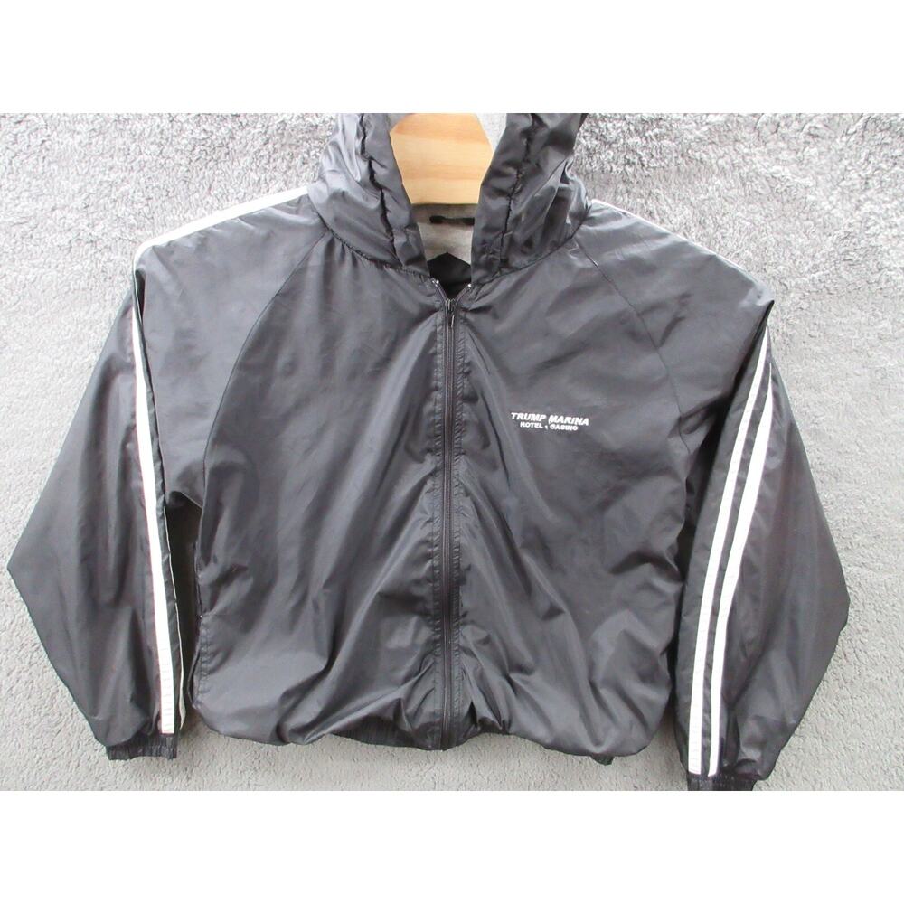 Vintage Y2K Donald TRUMP MARINA Hotel Casino Hood Lined Nylon Men Medium Jacket